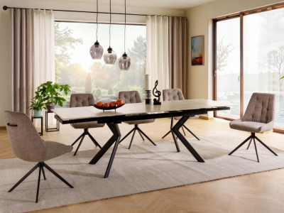 Stół prostokątny rozkładany cermaiczny NORTON 160 - 240 x 90 beż travertine