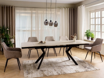 Stół prostokątny rozkładany cermaiczny NORTON 160 - 240 x 90 beż travertine