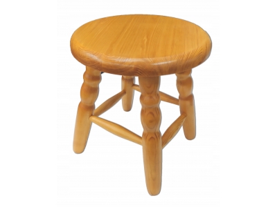 Taboret sosnowy stołek kuchenny mały okrągły kol. olcha