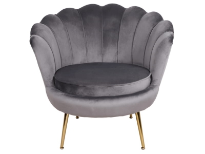 Fotel muszelka glamour salon Camellia 1 Velvet 14 szary / złoty Signal