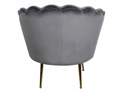 Fotel muszelka glamour salon Camellia 1 Velvet 14 szary / złoty Signal