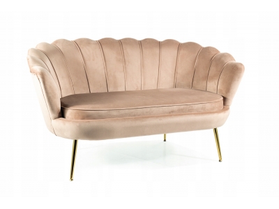 Sofa kanapa glamour salon Camellia 2 Velvet bluvel 28 beż / złoty Signal