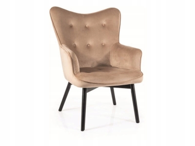 Fotel wypoczynkowy tapicerowany Carmen velvet beżowy bluvel 28 Signal