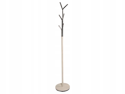 Wieszak podłogowy stojący do przedpokoju na ubrania LETA biały / chrom