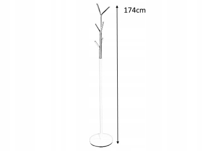 Wieszak podłogowy stojący do przedpokoju na ubrania LETA biały / chrom