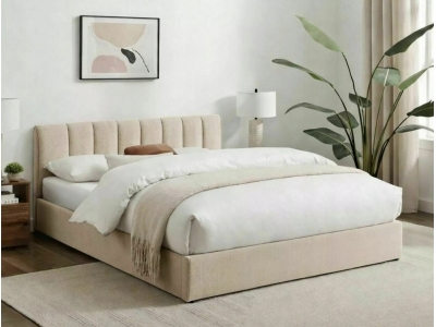 Łóżko tapicerowane do sypialni małżeńskie MONTREAL 140X200 Raven beż 22