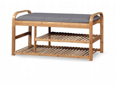 Stojak na buty ławka do przedpokoju schowek ST13 naturalny bambus 100 cm