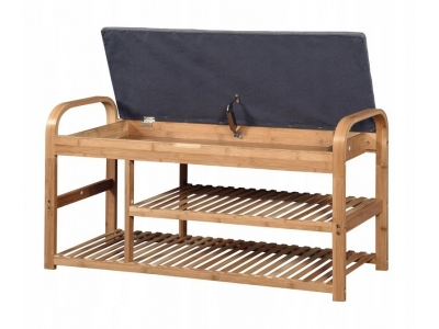Stojak na buty ławka do przedpokoju schowek ST13 naturalny bambus 100 cm