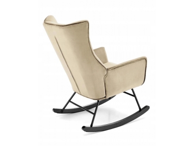 Fotel wypoczynkowy bujany na płozach BAZALTO velvet beż HLR / czarny Halmar