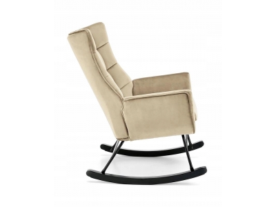 Fotel wypoczynkowy bujany na płozach BAZALTO velvet beż HLR / czarny Halmar