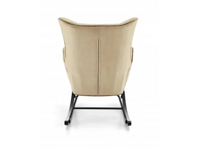 Fotel wypoczynkowy bujany na płozach BAZALTO velvet beż HLR / czarny Halmar