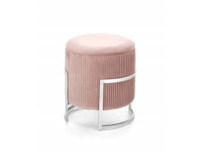 Pufa tapicerowana ze schowkiem otwierana CRICKET jasny różowy / srebrny