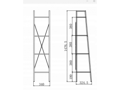 Regał metalowy na książki biurowy wąski loft NARVIK REG1 dąb / czarny