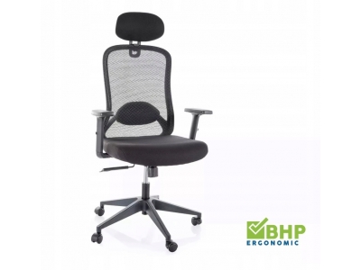 Fotel obrotowy pracowniczy biurowy gabinetowy BHP Q-050 czarny Signal