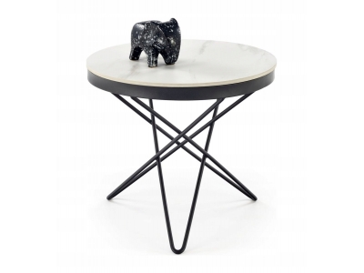 Ława ceramiczna stolik kawowy okrągły Halmar Leila 2 fi 60 cm biały czarny