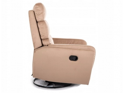 Fotel rozkładany bujany obracany podnóżek relax Argos velvet bluvel 28 beż