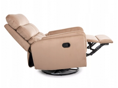 Fotel rozkładany bujany obracany podnóżek relax Argos velvet bluvel 28 beż