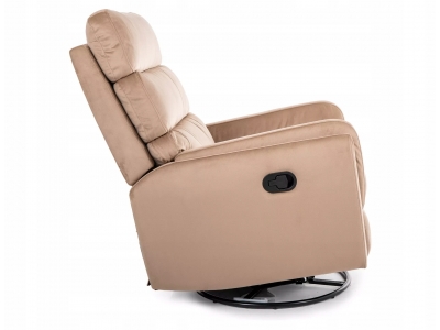 Fotel rozkładany bujany obracany podnóżek relax Argos velvet bluvel 28 beż