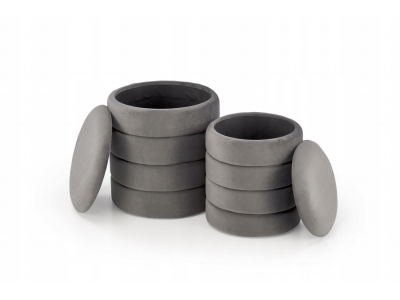 Pufa tapicerowana zestaw 2 puf otwieranych PACHO Halmar popielaty, szary