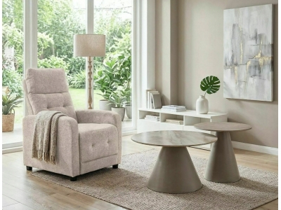 Fotel rozkładany tapicerowany wypoczynkowy relax OTUS RAVEN 30 ciemny beż