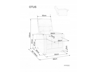 Fotel rozkładany tapicerowany wypoczynkowy relax OTUS RAVEN 07 szary
