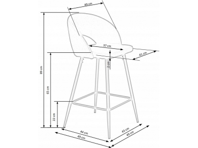 Hoker z oparciem krzesło barowe H96 Halmar velvet jasny beż / kaszmir