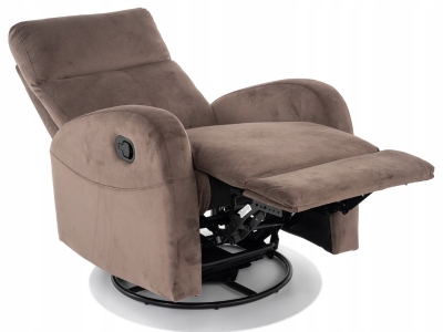 Fotel wypoczynkowy rozkładany bujany obracany OLIMP velvet 38 cappuccino