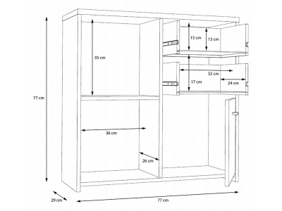 Komoda BEST CHEST Forte 77,1 x 29,6 x 77,3cm dąb artisan biały SQNK223-C804