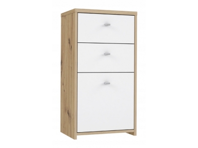 Komoda mała BEST CHEST Forte szuflady półka dąb artisan biały SQNK211-C804