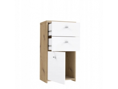 Komoda mała BEST CHEST Forte szuflady półka dąb artisan biały SQNK211-C804