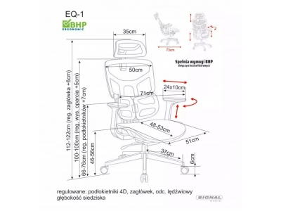 Fotel obrotowy pracowniczy biurowy gabinetowy EQ-1 czarny Signal