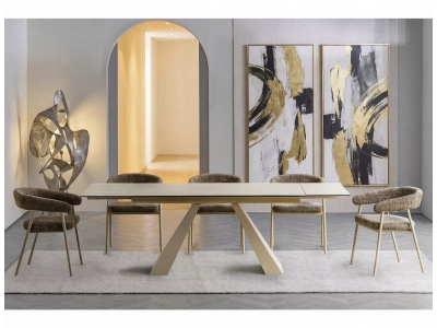 Stół rozkładany SALVADORE 160 (240 ) x 90 ceramic beż travertine / kaszmir