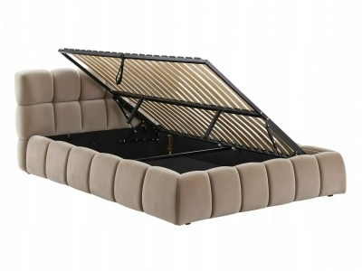 Łóżko podwójne z pojemnikiem tapicerowane PARMA 160x200 VELVET c. beż 40