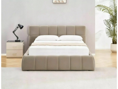 Łóżko podwójne z pojemnikiem tapicerowane PARMA 140x200 VELVET c. beż 40