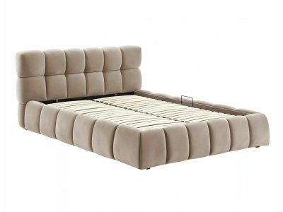 Łóżko podwójne z pojemnikiem tapicerowane PARMA 140x200 VELVET c. beż 40