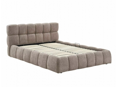 Łóżko podwójne z pojemnikiem tapicerowane PARMA 160x200 RAVEN ciemny beż 30