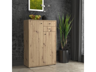 Komoda dwudrzwiowa z półkami szuflady ARCHBOX T2KK20-D78 dąb artisan Forte