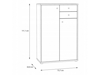 Komoda dwudrzwiowa z półkami szuflady ARCHBOX T2KK20-D78 dąb artisan Forte