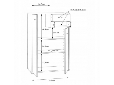 Komoda dwudrzwiowa z półkami szuflady ARCHBOX T2KK20-D78 dąb artisan Forte
