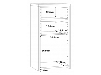 Wąska komoda mała do salonu QUADRO QDRK13 Dąb Sonoma + Biały FORTE
