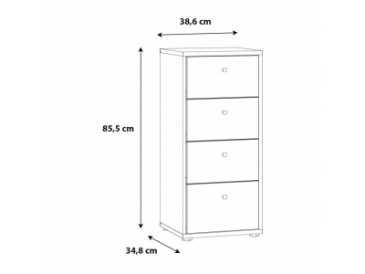 Komoda z szufladami wysoka 85,5 cm ARCHBOX T2KK211-D78 dąb artisan Forte