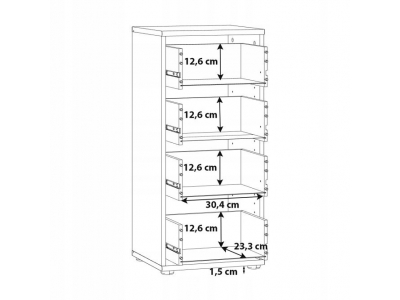 Komoda z szufladami wysoka 85,5 cm ARCHBOX T2KK211-D78 dąb artisan Forte