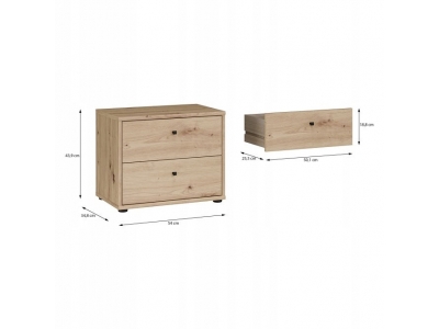 Komoda szafka nocna szauflady ARCHBOX T2KK011-D78 dąb artisan Forte 54cm