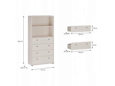 Regał ARCHBOX na książki z szaufladami T2KR411-U60 beż piaskowy Forte