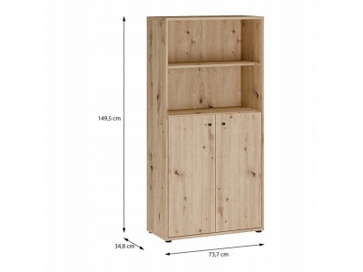 Regał ARCHBOX na książki z zamykaną szafką T2KR421-D78 dąb artisan Forte