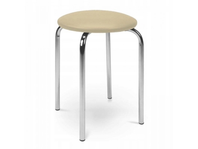 Taboret tapicerowany CHICO ekoskóra chrom V-18 kremowy