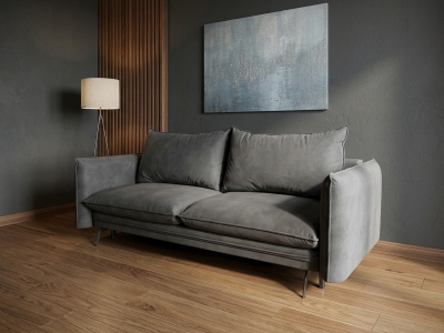 Sofa / Kanapa AKITA z funkcją spania tkanina LETTO 97 antracyt